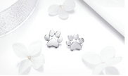 Cute Pet Imprint S925 Silver Earrings with White Gold Earrings