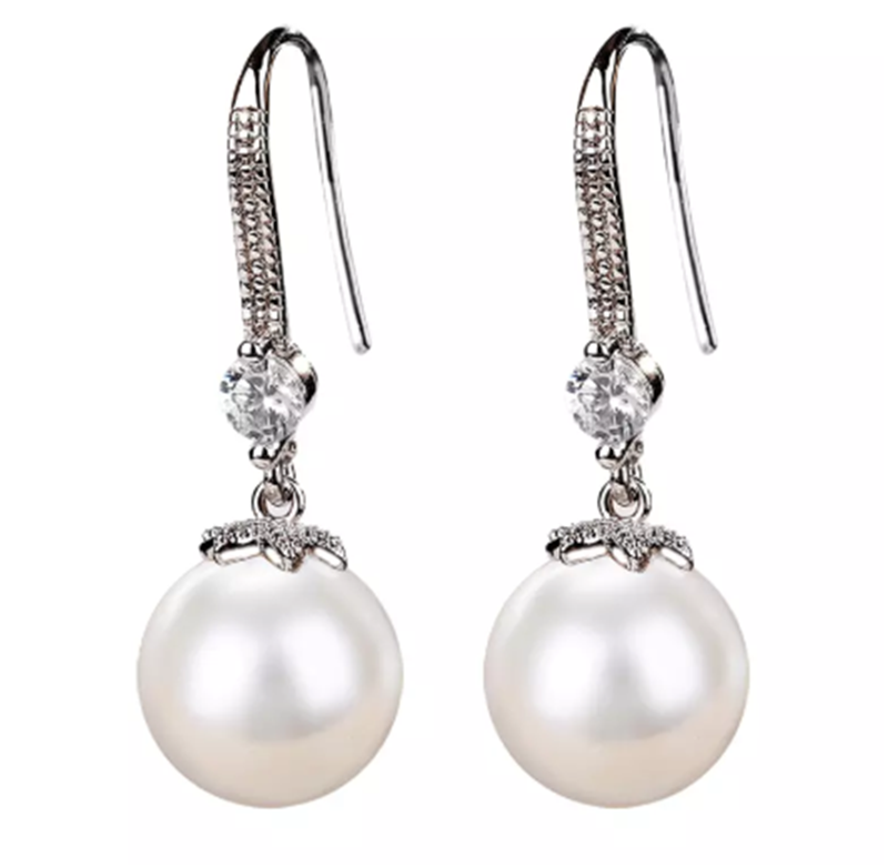 Pearl Earrings With Female Korean White Copper Plating
