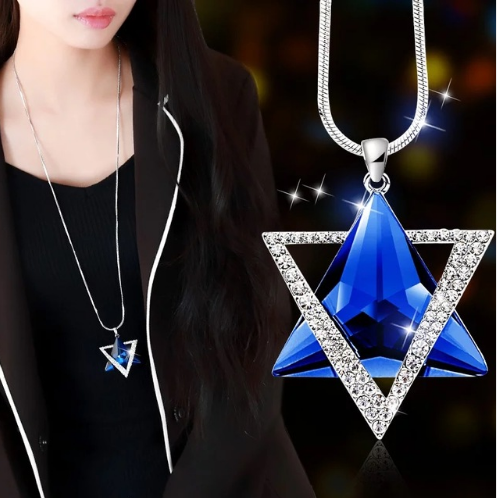 Korean fashion accessories, sweater chain, Crystal Snowflake Necklace, long necklace necklace, tassel sweater chain