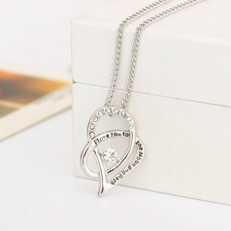 I Love You To The Moon and Back Heart Pendant