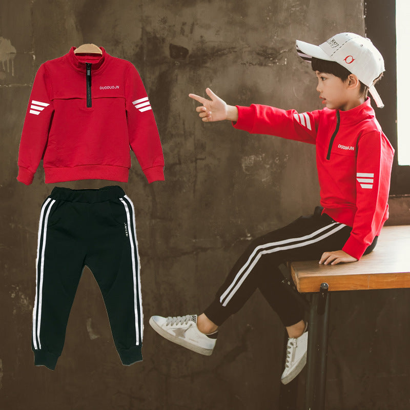 Boys''New Spring Garment in Two Kids'' Leisure Sports Kids''Spring School Garments