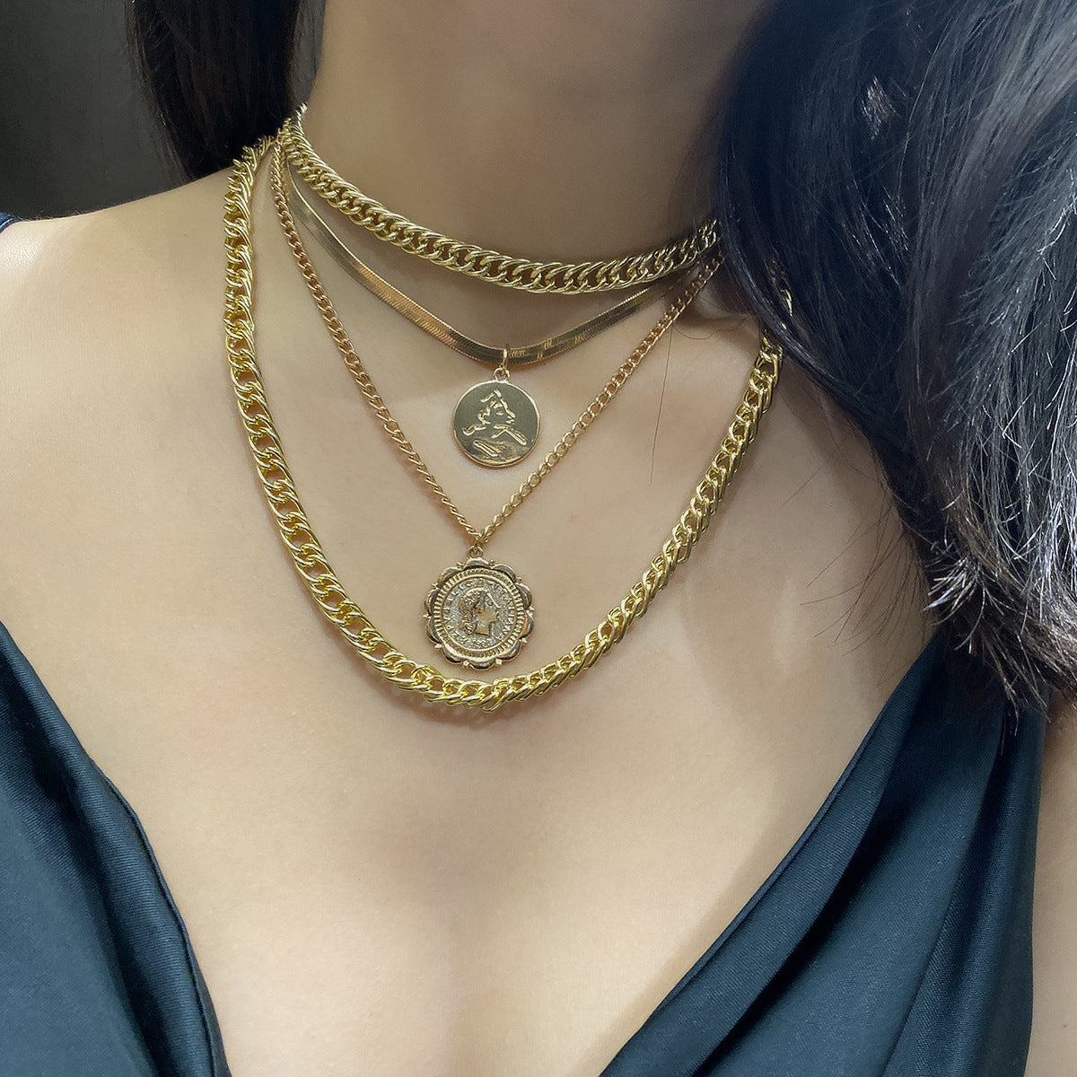 Hip Hop Thick Chain Necklace Lace Tag Necklace