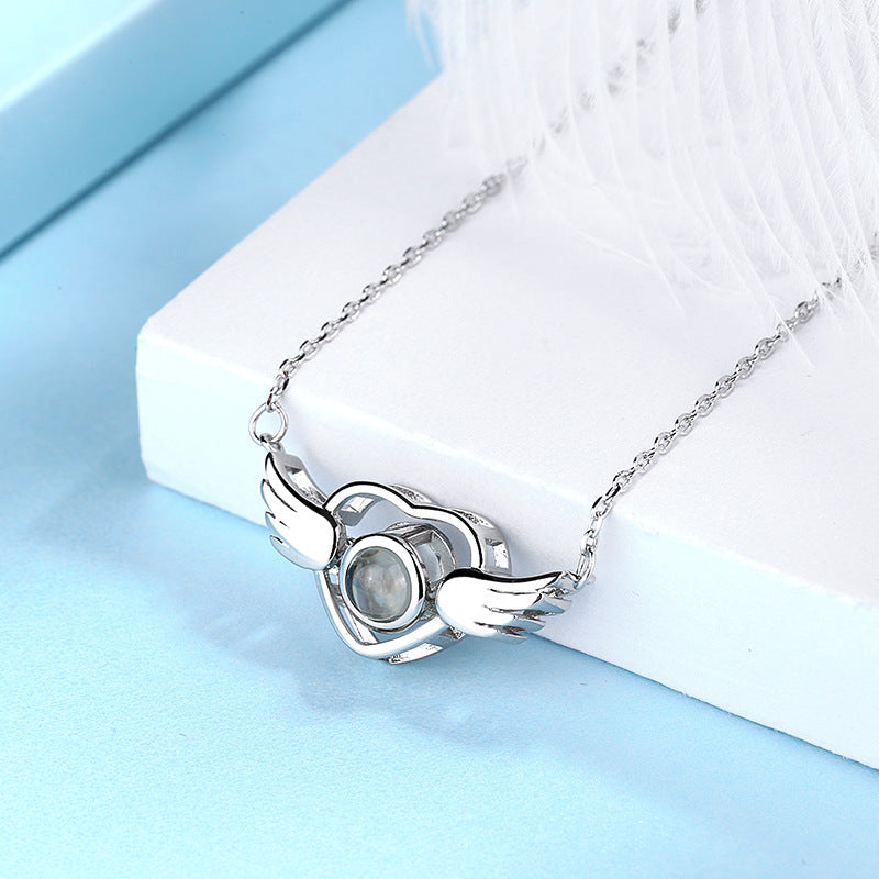 Angel Wings 100 Language I Love You Projection Necklace
