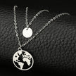 New women's wafer world map pendant necklace