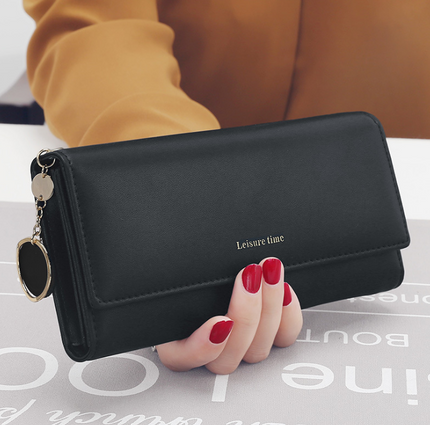 Women's hand holding wallet female long section 2021 new Japanese and Korean personality pendant multi-function student wallet