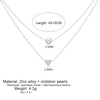 Bohemian Fashion Simple Pearl Love Double Clavicle Chain Necklace
