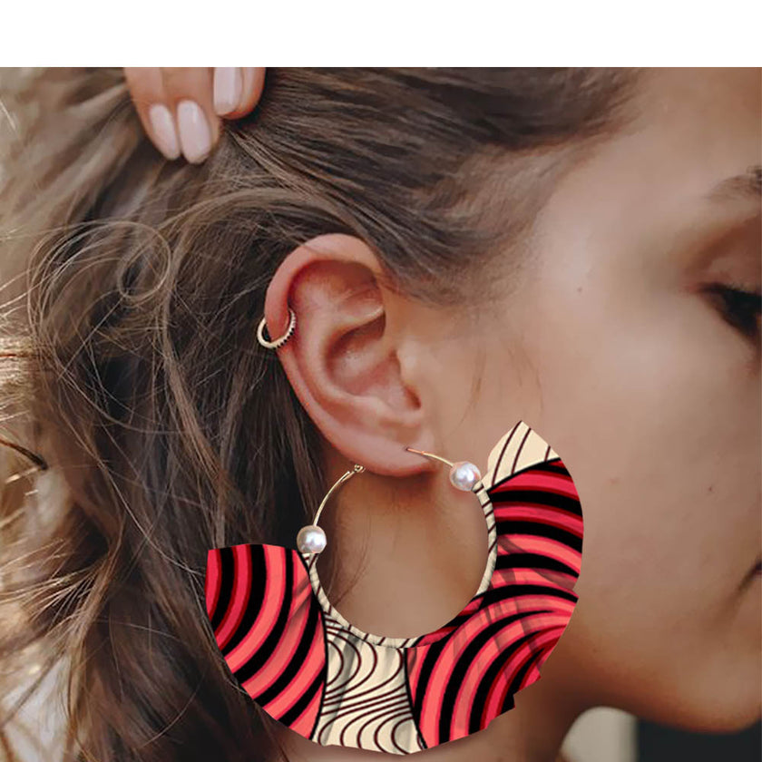 Handmade printed exaggerated earrings