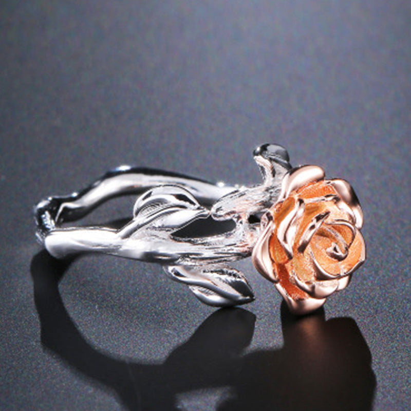 Electroplated two-tone rose ring