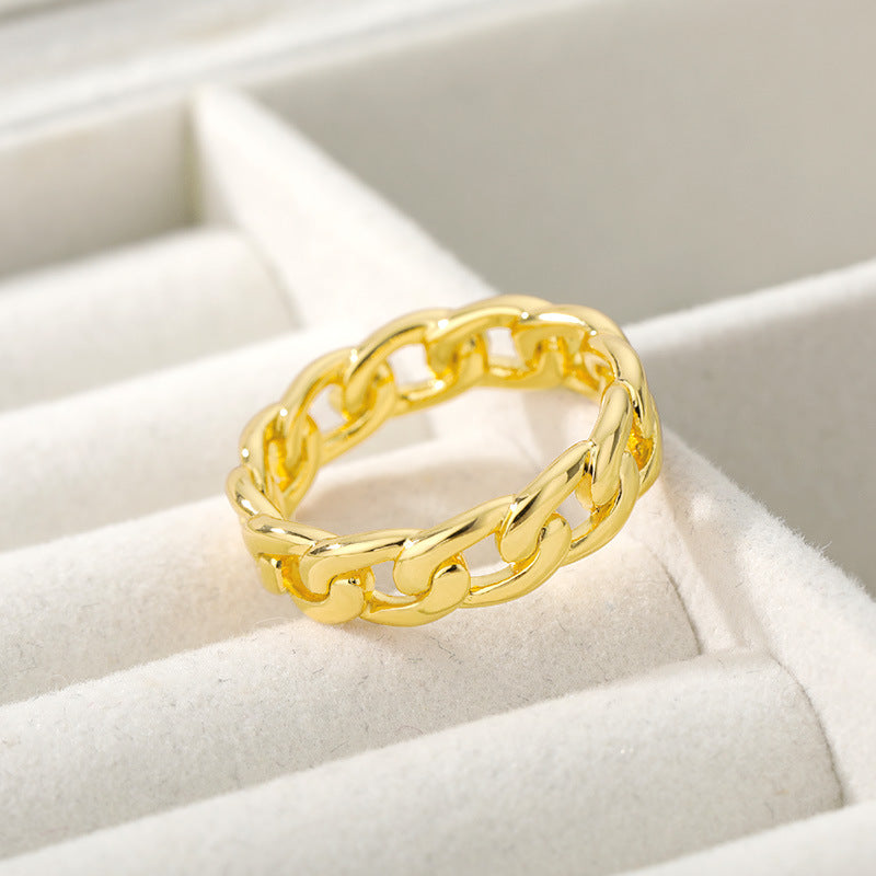 Cuban Chain Ring Plating Real Gold Trend Men's Ring