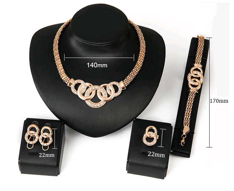 Necklace Earrings Bracelet Ring Jewelry Set 18K Jewelry Four-piece Set