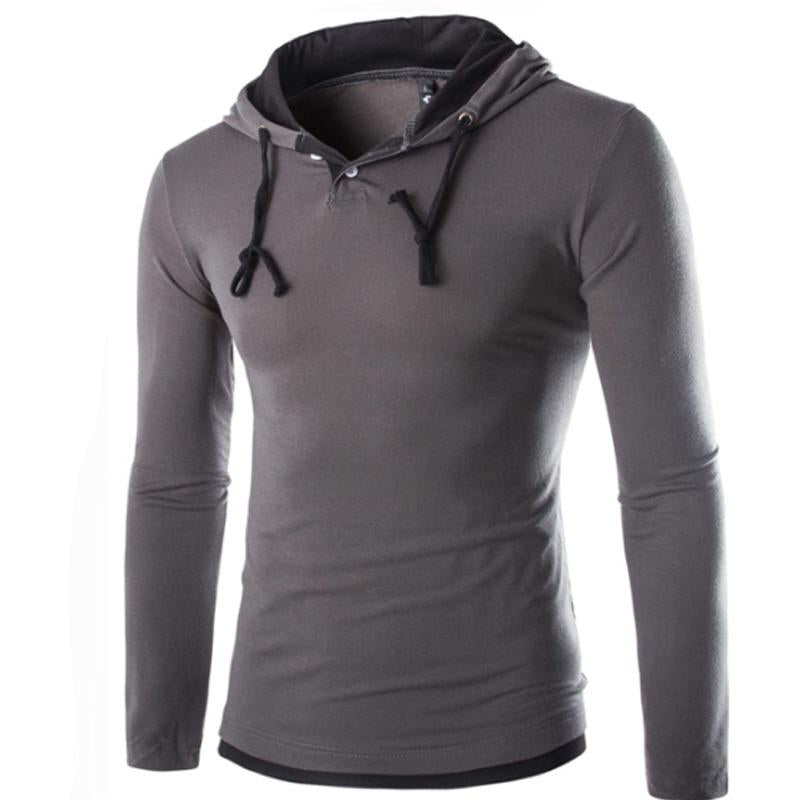Men Hooded Stitching Tops