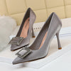 Metal rhinestone buckle shoes