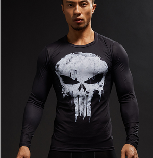Punisher Men Compression Shirts Bodybuilding Skin Tight Long Sleeves Jerseys Clothings