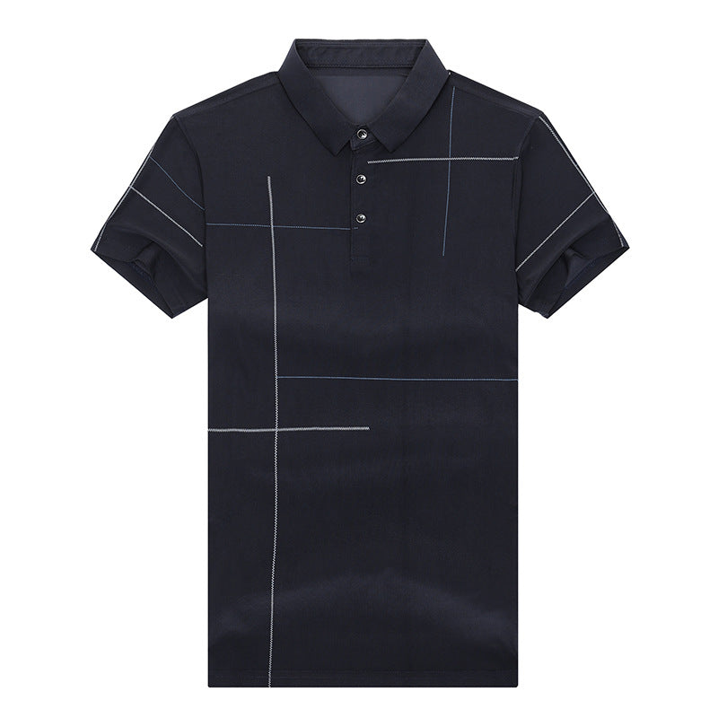 Polo shirt with printed lapel and ice silk tops