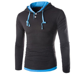 Men Hooded Stitching Tops