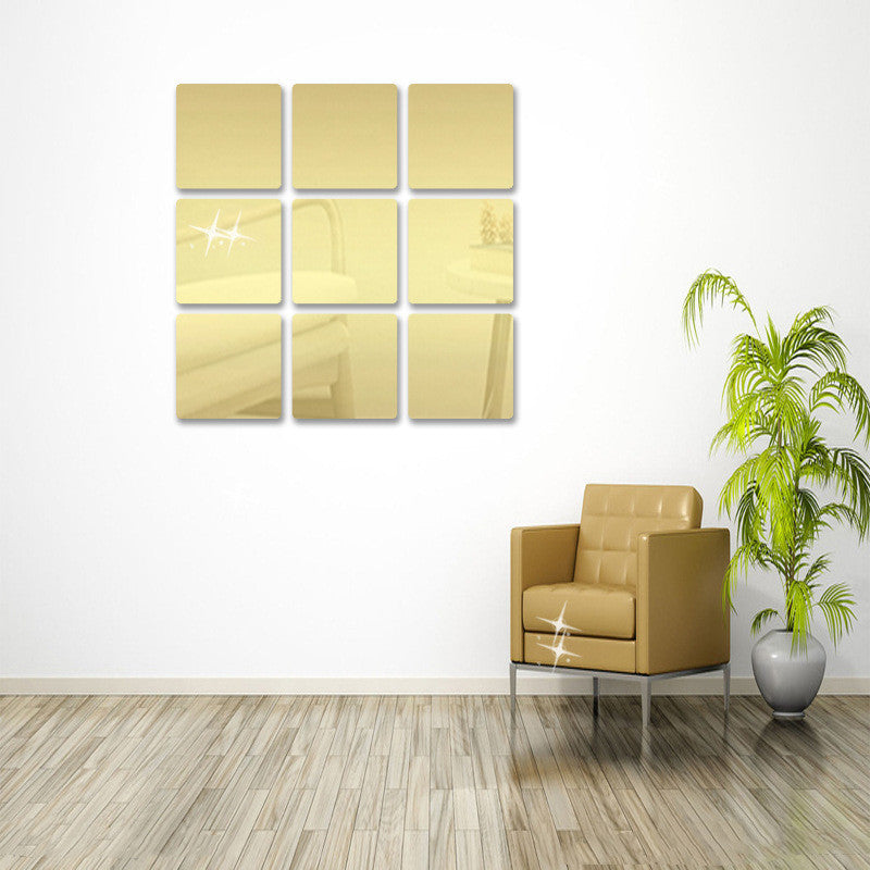 Square Rounded Corner Mirror Home Background Wall Sticker