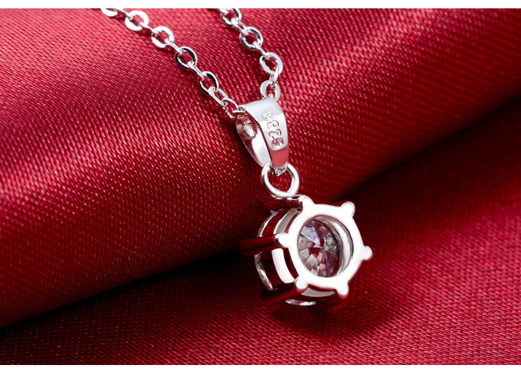 Six-Claw Zircon Sterling Silver Necklace