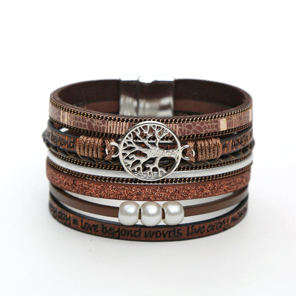Pearl leather bracelet with magnet clasp