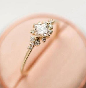 Diamond rhinestone crystal zircon square ring