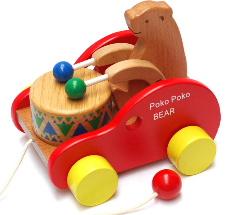 Wood small bear knocking drum early teaching creative and intellectual children's toy