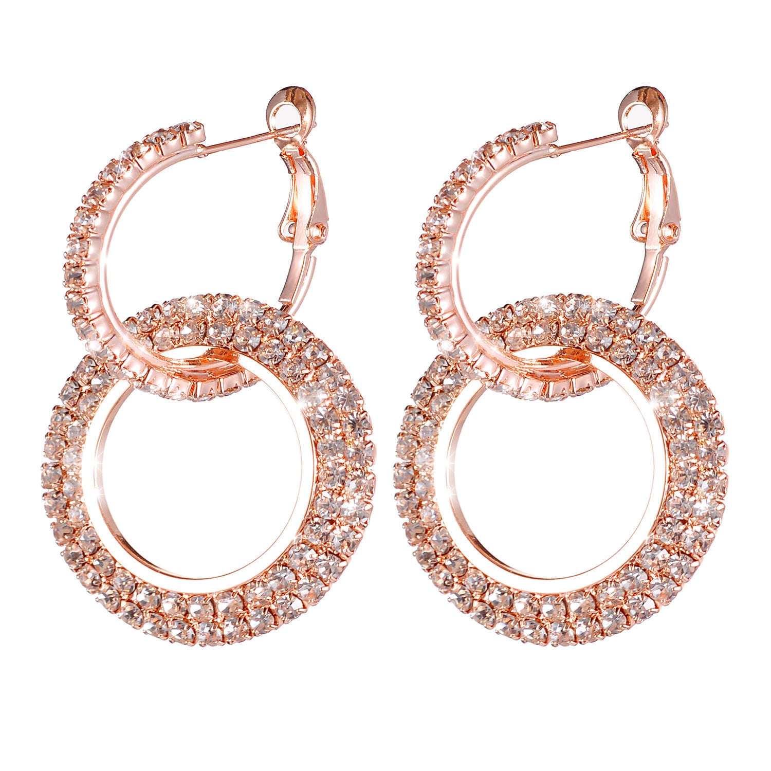 Popular Diamond Insert Crystal Ring Earrings and Earrings