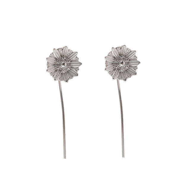 Silver Plated Sun Flower Earrings