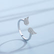 Fashion Sweet Diamond Angel Wing Silver Ring