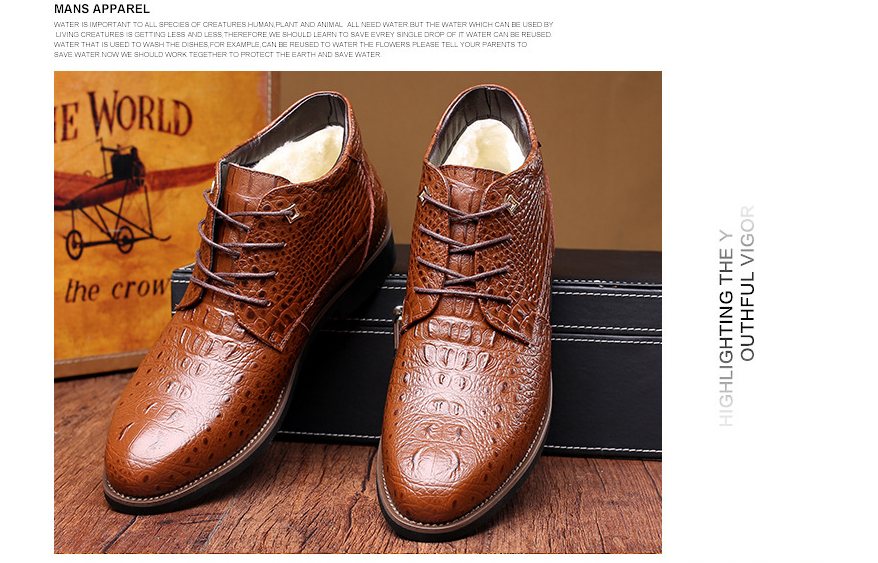 Misalwa  Quality Fashion  Men Leather Boots Waterproof Casual