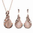 Women Elegant Waterdrop Rhinestone Pendant Necklace Hook Earrings Jewelry Set
