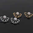 Lotus-shaped diamond-studded pierced earrings