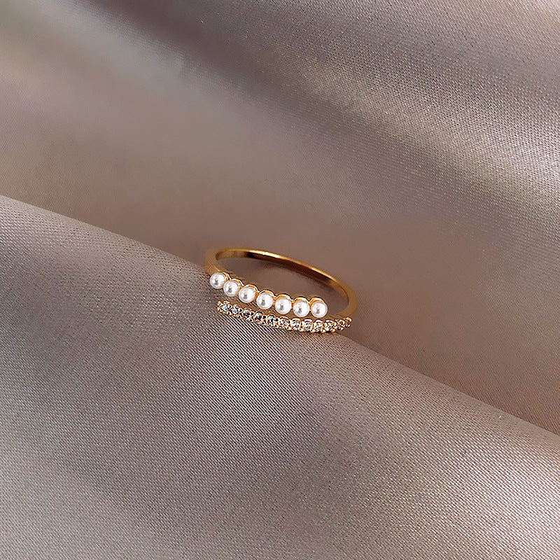 Pearl ring fashion color retention index finger ring