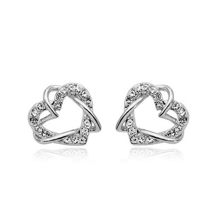 Luxury Gold Heart Rose Gold Color Stud Earrings