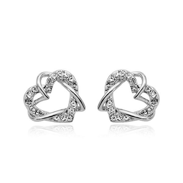 Luxury Gold Heart Rose Gold Color Stud Earrings