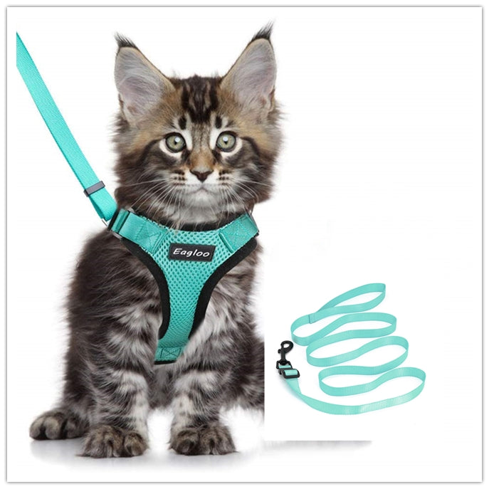 Cat Vest Harness And Car Seat Belt Adapter Adjustable Reflective Cat Harness Soft