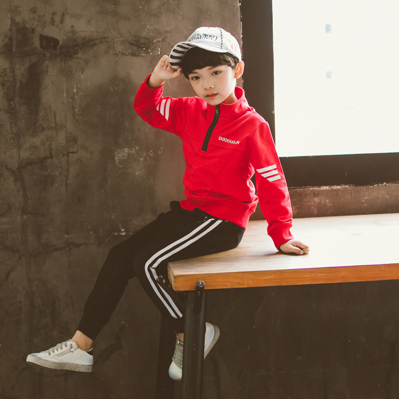 Boys''New Spring Garment in Two Kids'' Leisure Sports Kids''Spring School Garments