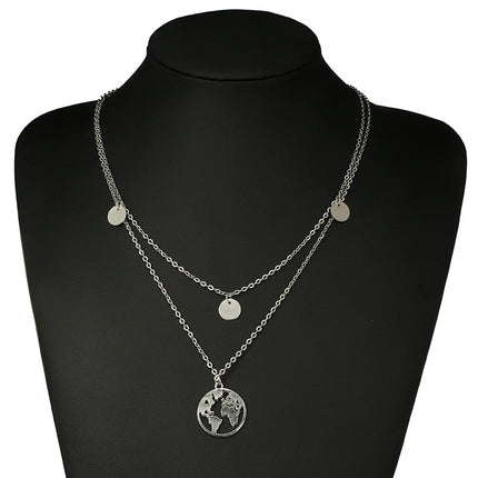 New women's wafer world map pendant necklace