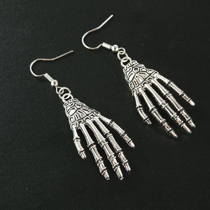 Halloween Vintage Carved Skull Skeleton Hands Earrings