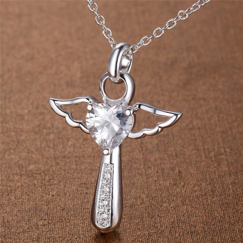 Purple zircon crystal pendant necklace