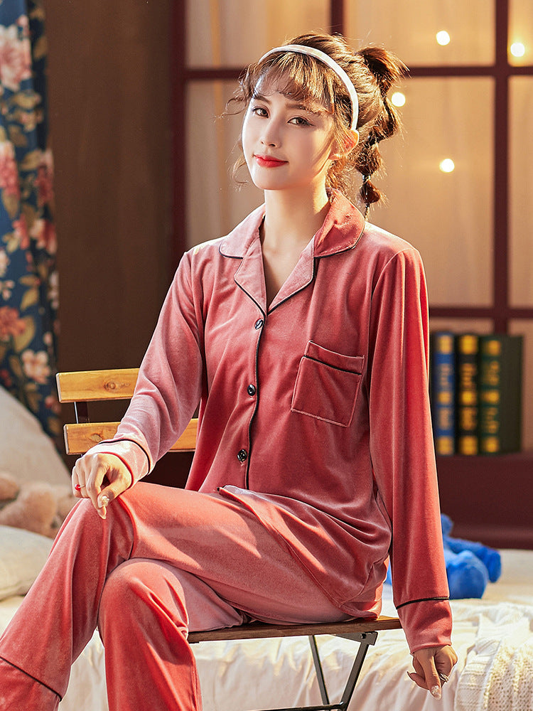 Alpscommerce unisex Gold Velvet Long Sleeve Pajamas gift