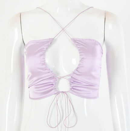 Chic Bandage Female Halter Club Tube Top Street Chest Hollow Pure Vest