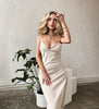 Satin Maxi Dress Women  Party Dresses Off Shoulder V Neck