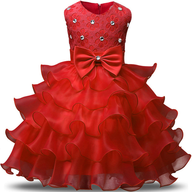 Girls Dress Beaded Princess Children's Party Dress