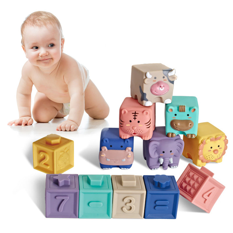 Soft Plastic Building Blocks For Infants And Young Children Early Education Digital Cognitive Animal Relief Matching Toys