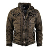 Stand-Up Collar Youth Washed Outer Wear Leather Jacket Men