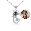 S925 Silver Personalized Gift Cat Shape Customized Colorful Photo Projection Necklace