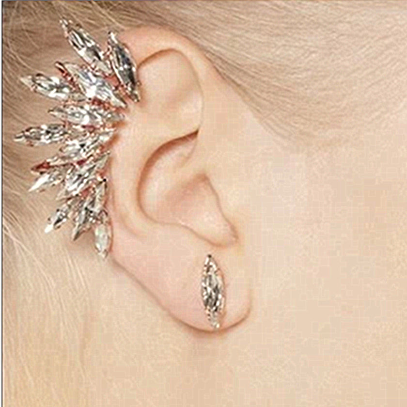 Little Bird Crescent Moon Pearl Lizard Ear Clip Ear Hook