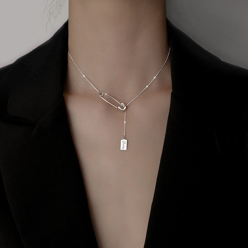 Small Design Sense Pin Necklace Female Sterling Silver Necklace
