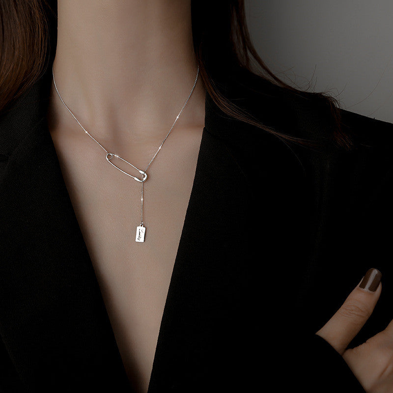 Small Design Sense Pin Necklace Female Sterling Silver Necklace
