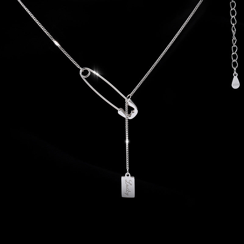 Small Design Sense Pin Necklace Female Sterling Silver Necklace