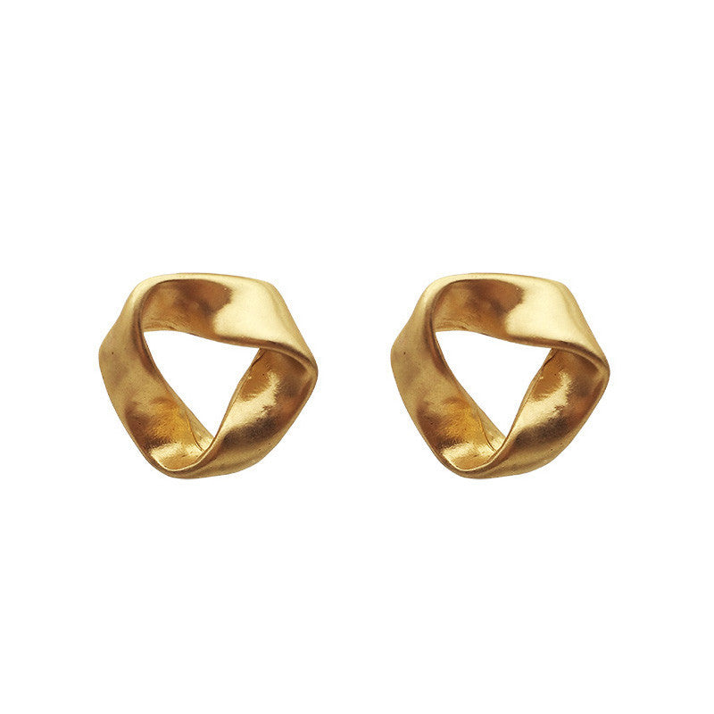 Vintage High Sense Matte Frosted Triangle Round Earrings